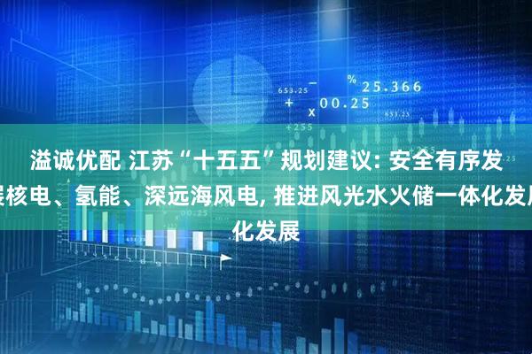 溢诚优配 江苏“十五五”规划建议: 安全有序发展核电、氢能、深远海风电, 推进风光水火储一体化发展